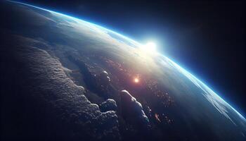 near space earth atmosphere, digital art illustration, photo