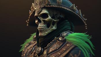 poison skull warrior, digital art illustration, photo