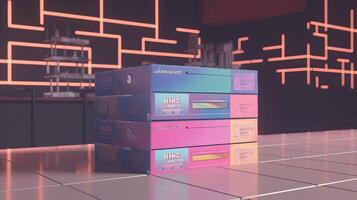 retro VHS packaging, digital art illustration, photo
