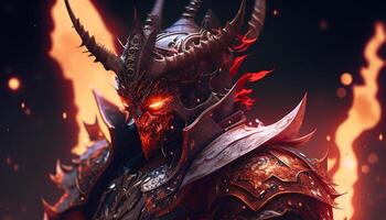 flame dragon warrior, digital art illustration, photo