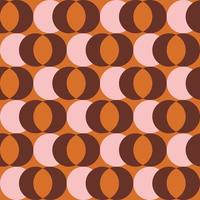 Retro aesthetic seamless pattern in style 60s, 70s. Mid century background with crescent moon. Geometric vector print