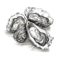 Serving of Oysters Illustration Isolated White Background with photo