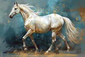 árabe apoyarse blanco caballo pintura ilustración con generativo ai foto
