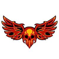 Skull wing fire art vector