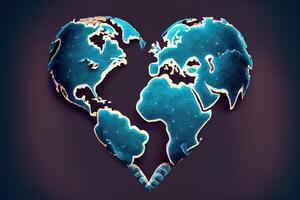 Female hands, painted in the world map. photo