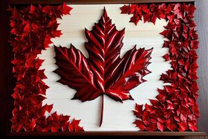 Canada day background with watercolor leaves. photo