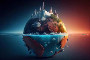 Earth with deforestation and global warming problems. photo