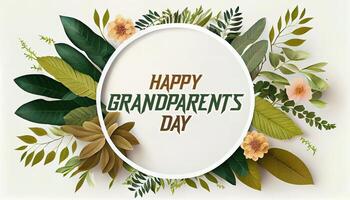 Happy Grandparents Day circle from peonies and succulents. photo