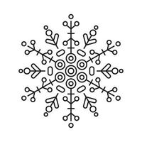 Black line vector snowflakes icon. Vector christmas and winter or new year symmetrical design.