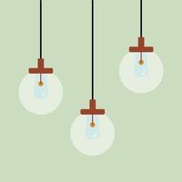 Kitchen lamp isolated flat illustration. chandelier modern vector green background.