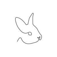 Rabbit One Continuous Line Vector Graphic Abstract Logo.