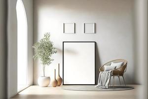 contemporáneo minimalista blanco interior vacío marco escanear foto