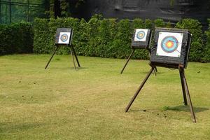 Two archery shooting target.  Hit the goal. target board and arrow shoot. photo