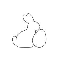 One line easter bunny icon, easter and holiday, rabbit in egg sign, vector graphics, single line, eps 10.