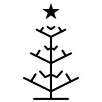 Christmas tree outline icon, vector simple line sign. Happy new year party design.