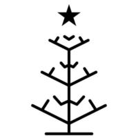 Christmas tree outline icon, vector simple line sign. Happy new year party design.