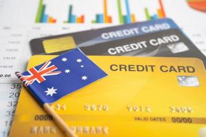 crédito tarjeta modelo con Australia bandera, financiero inversión economía negocio bancario concepto. foto