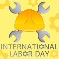 International labor day vector illustration. May day celebration design graphic. Design vector of happy labor day for greeting in international event. Design of hard hat and wrench for worker event