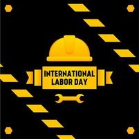 International labor day vector illustration. May day celebration design graphic. Design vector of happy labor day for greeting in international event. Design of hard hat and wrench for worker event