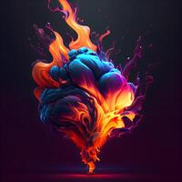 Abstract colorful smoke on dark background. 3d rendering, 3d illustration. photo