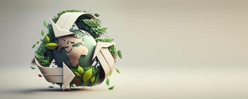 Recycle symbol copy space, Eco friendly earth background. photo