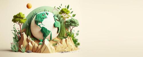 Eco friendly earth with copy space, World environment and Earth day concept. photo