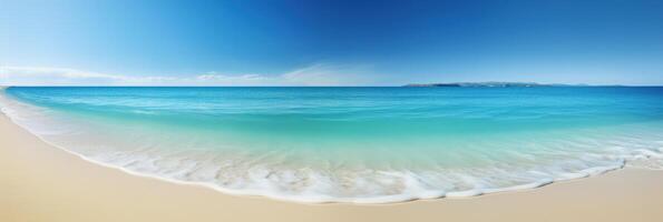 Panorama tropical sea and sandy beach with blue sky banner. photo