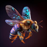 miel abeja mosca en el jardín con flor y néctar ai generativo foto