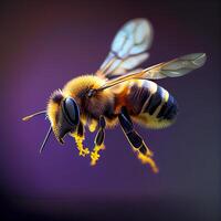 miel abeja mosca en el jardín con flor y néctar ai generativo foto