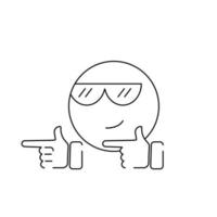 line cool face gesture emoji expression, hands and sunglasses. vector