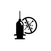 Coronavirus vaccine, Covid-19 sign, syringe, vector icon, virus and bacteria.