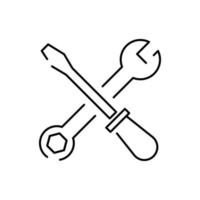 Screwdriver and Wrench Icon. Repair symbols vector. Build icon. vector