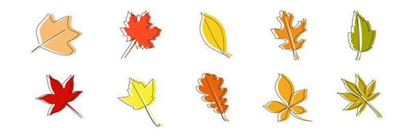 Set of autumn leaves over white background. Each leaf is on separate level vector