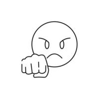 Swear angry and mad or sad emoji icon isolated on white background. Emoticon symbol modern, simple, vector, icon for website design, mobile app, ui. Vector Illustration, fist, punch.