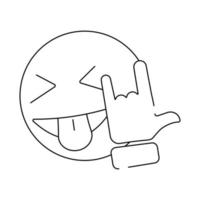 Vector Line Art Rock Gesture. Line rock n roll emoji or icon fun. Hand and face.