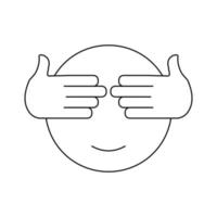 Vector Outline Emoticons. Hand, face, shy emoji icon EPS10