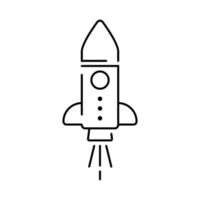 Space ship rocket line icon isolated. Startup vector symbol.