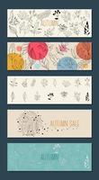 Autumn sale collection forest fern eucalyptus art foliage natural leaves herbs in line style. Decorative beauty elegant illustration for design hand drawn flower. vector