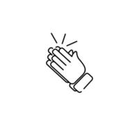 Different hands gestures of human, set of black line icons isolated on white background. Vector illustration, clap emoji.