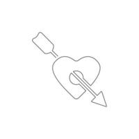 Arrow heart icon. Love sign. Valentines symbol. Thin line icon on white background. Vector illustration.