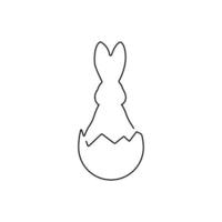 Easter bunny one line icon, easter and holiday, rabbit in egg sign, vector graphics, single line, eps 10.