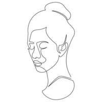 resumen cara uno línea dibujo. belleza mujer retrato minimalista estilo. vector