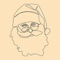 Santa Claus continuous line drawing, new year vector illustration design. One line Christmas collection.