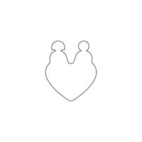 Love line art. Couple line vector icon. Love print. Man and woman. Symbol of love. Couple, heart.