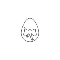 Vector Easter card. One or sinle line icon. Egg doodle background. Cute hand drawn childish invitation, greeting card. Holiday linear illustration for print, web.