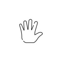 Hand wave, waving hi or hello gesture line art vector icon for apps and websites emoji, slap.