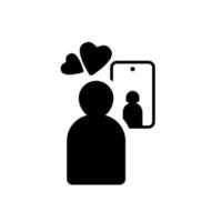 virtual amor. web charla de un de pareja amante. virtual conversacion utilizando un móvil teléfono inteligente relaciones en social redes un mujer y un hombre otoño en amor con cada otro. vector. cuarentena icono. vector