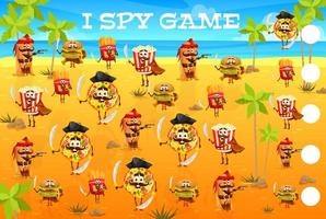 I spy game cartoon captain and pirates characters vector