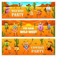 Wild west cowboy party, Western vitamin cowboys vector