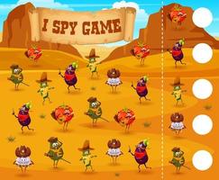 I spy game cartoon vegetable cowboy, sheriff vector